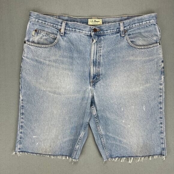 LL Bean Jorts Mens 42x11 Cutoff Cotton Denim Jeans Cotton Medium Wash - Picture 1 of 7